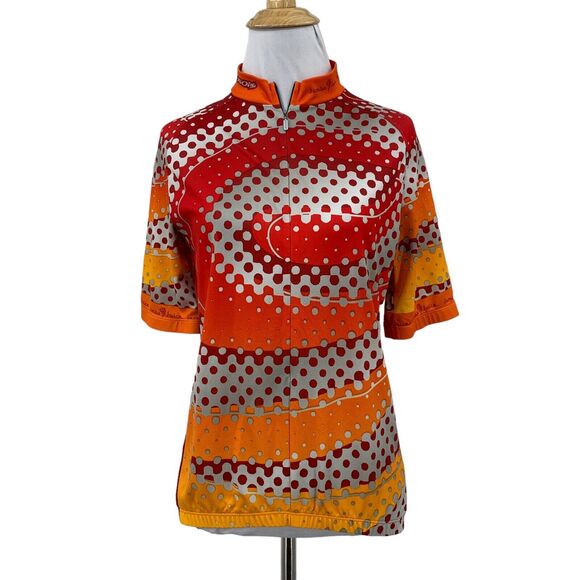 Sugoi Jamba Juice Cycling Shirt Womens S Multi Short Sleeve Zip Up Mock Neck - Picture 1 of 10